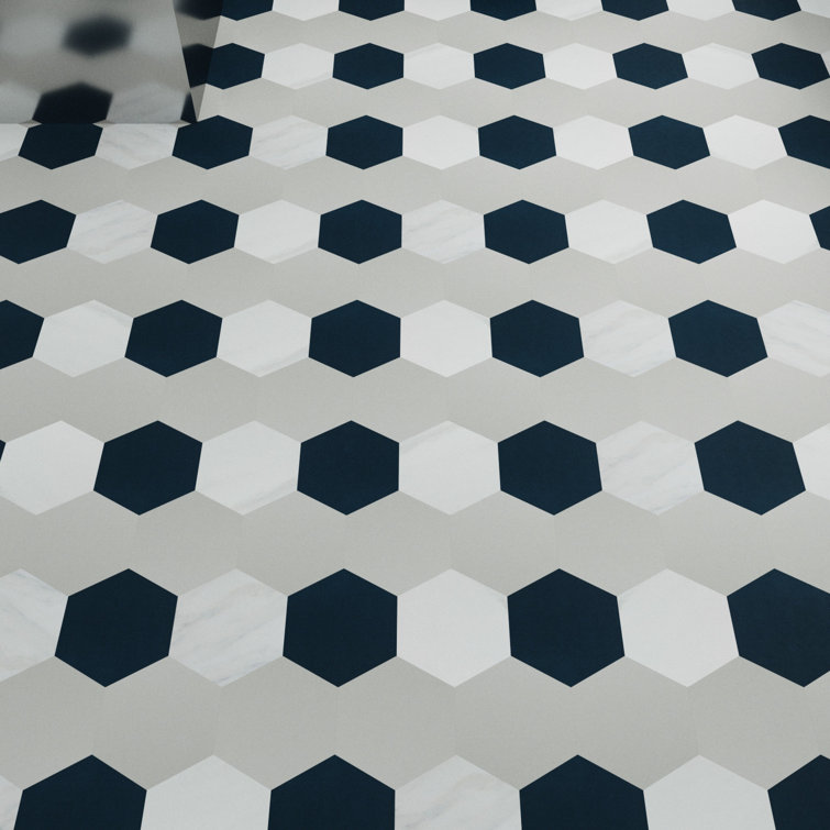 Light Gray Hexagon Vinyl Tile Flooring with Urethane Ceramic Protection