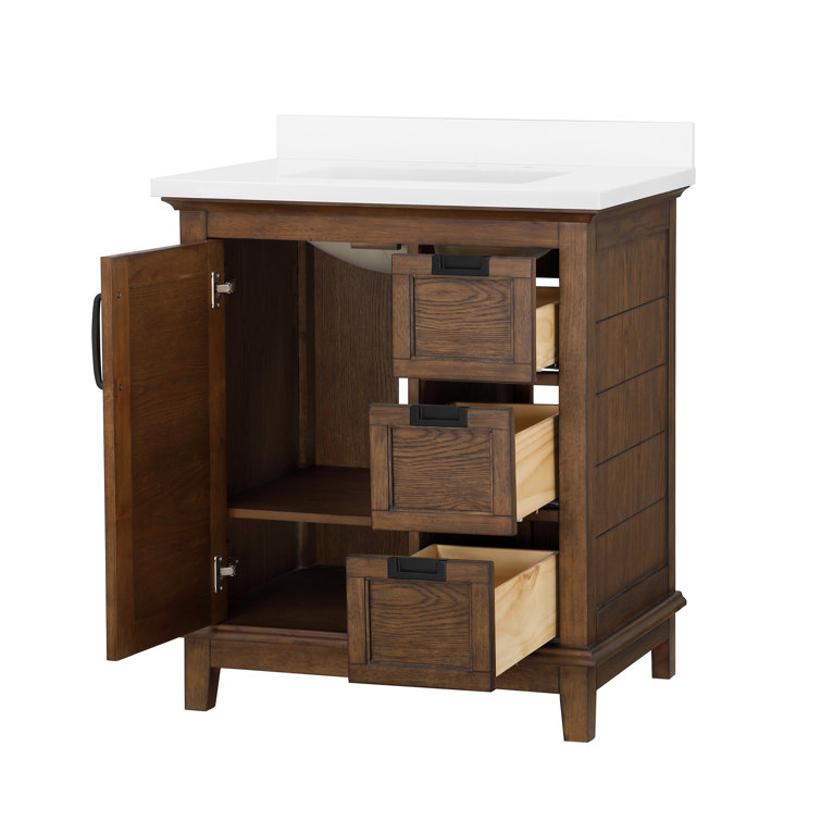Pembroke 30" Antique Coffee Single Sink Bathroom Vanity with Ash Veneer