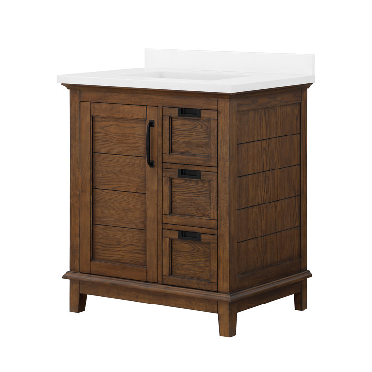 Pembroke 30" Antique Coffee Single Sink Bathroom Vanity with Ash Veneer