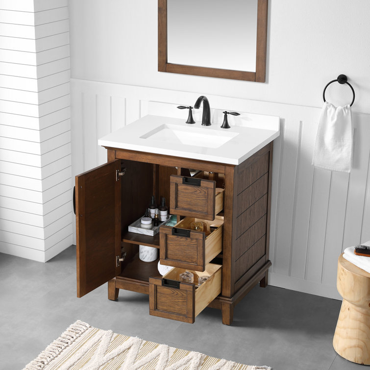 Pembroke 30" Antique Coffee Single Sink Bathroom Vanity with Ash Veneer