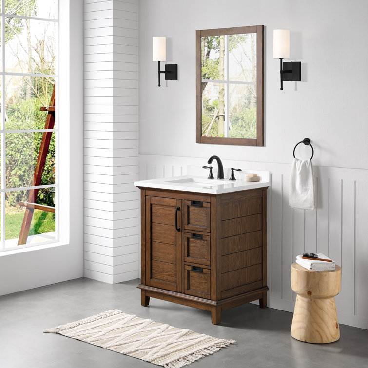 Pembroke 30" Antique Coffee Single Sink Bathroom Vanity with Ash Veneer