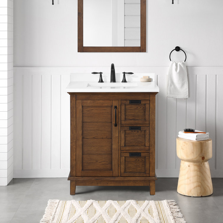 Pembroke 30" Antique Coffee Single Sink Bathroom Vanity with Ash Veneer