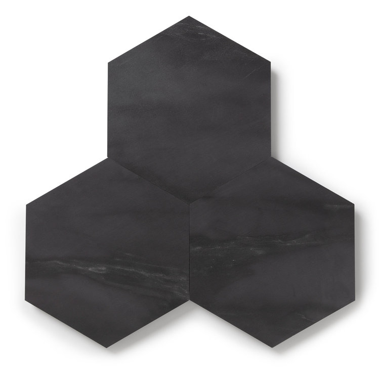 Meteorite Black Hexagon Matte Vinyl Mosaic Tile