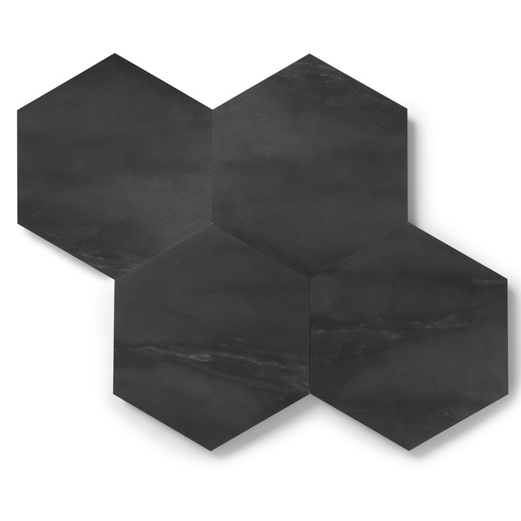 Meteorite Black Hexagon Matte Vinyl Mosaic Tile