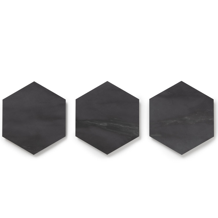 Meteorite Black Hexagon Matte Vinyl Mosaic Tile