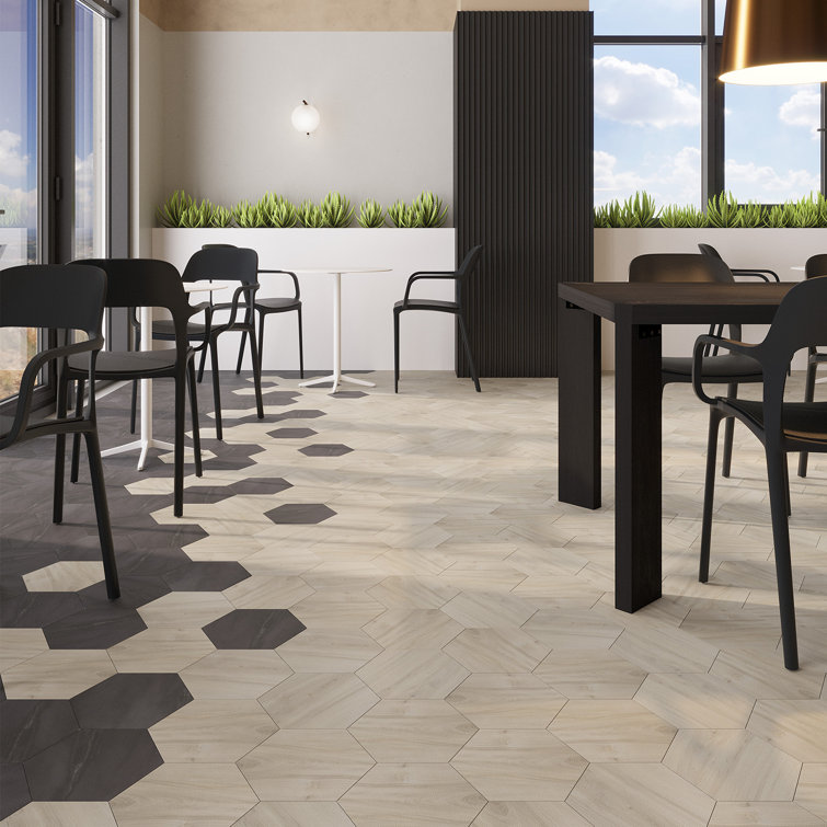 Meteorite Black Hexagon Matte Vinyl Mosaic Tile