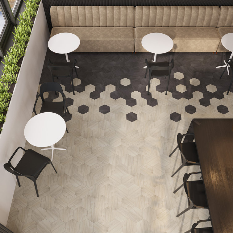 Meteorite Black Hexagon Matte Vinyl Mosaic Tile