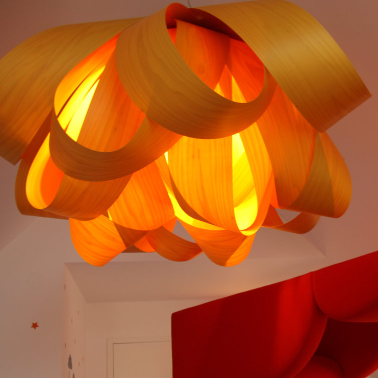 FSC-Certified Forest Veneer 30" Geometric Pendant in Yellow