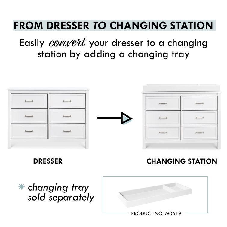 Charlie Classic White 6-Drawer Nursery Double Dresser