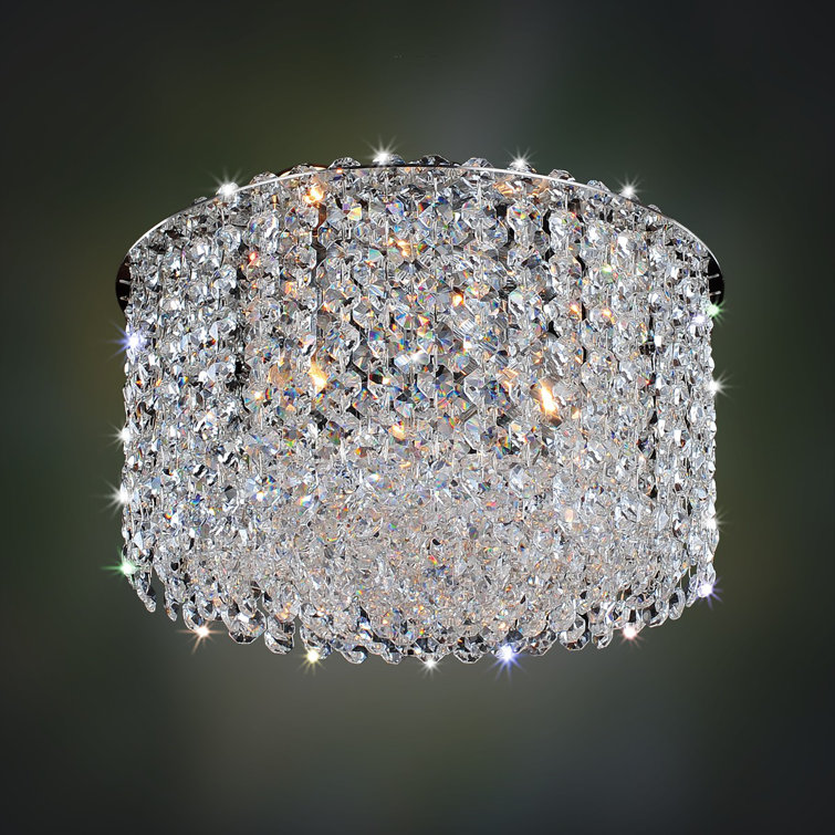 Polished Chrome Crystal Drum Flush Mount Light