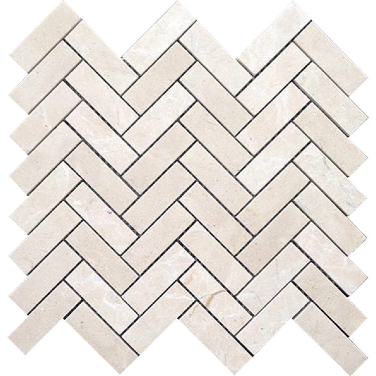 Naples Beige Polished Marble Herringbone Mosaic Tile