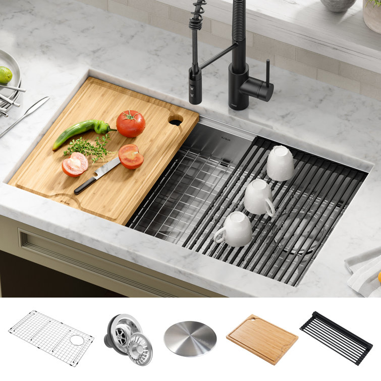 Kore 32" Stainless Steel Drop-in Single Bowl Kitchen Sink with Accessories