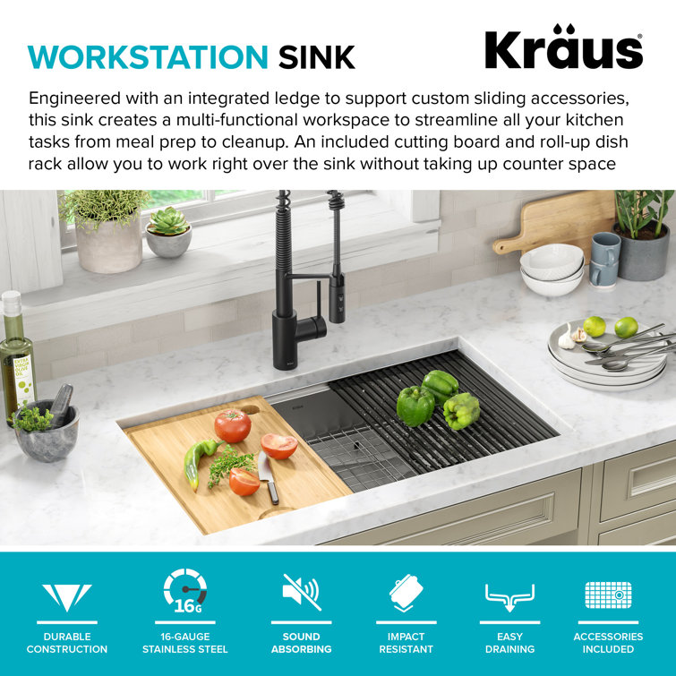 Kore 32" Stainless Steel Drop-in Single Bowl Kitchen Sink with Accessories