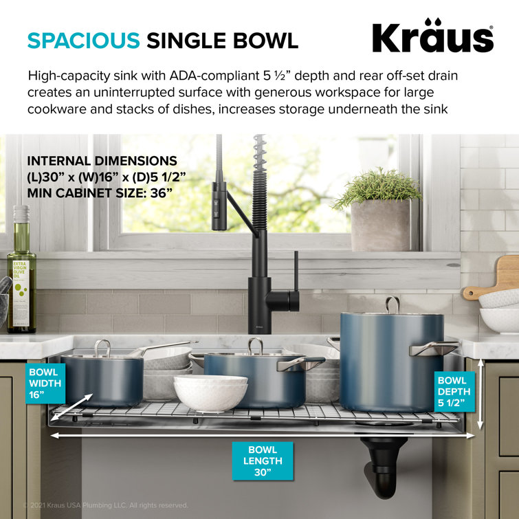 Kore 32" Stainless Steel Drop-in Single Bowl Kitchen Sink with Accessories
