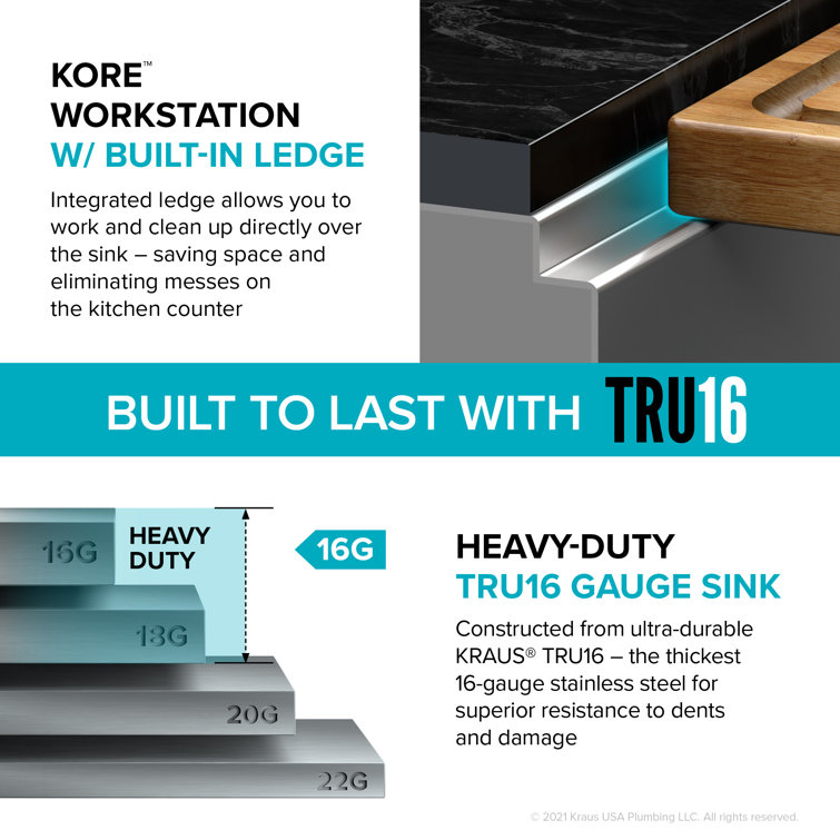 Kore 32" Stainless Steel Drop-in Single Bowl Kitchen Sink with Accessories