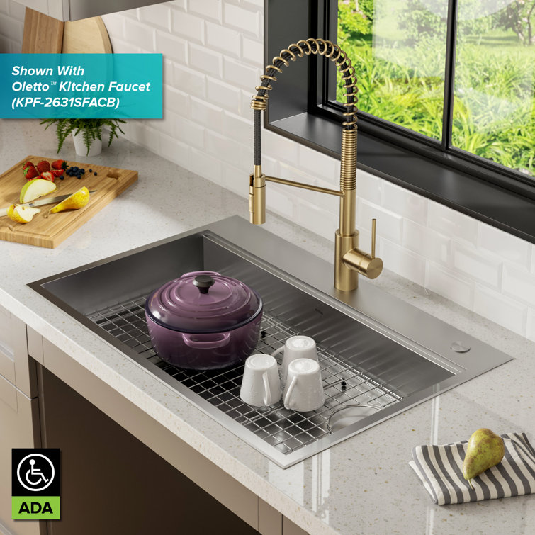 Kore ADA 33-Inch Stainless Steel Single Bowl Kitchen Sink with Accessories