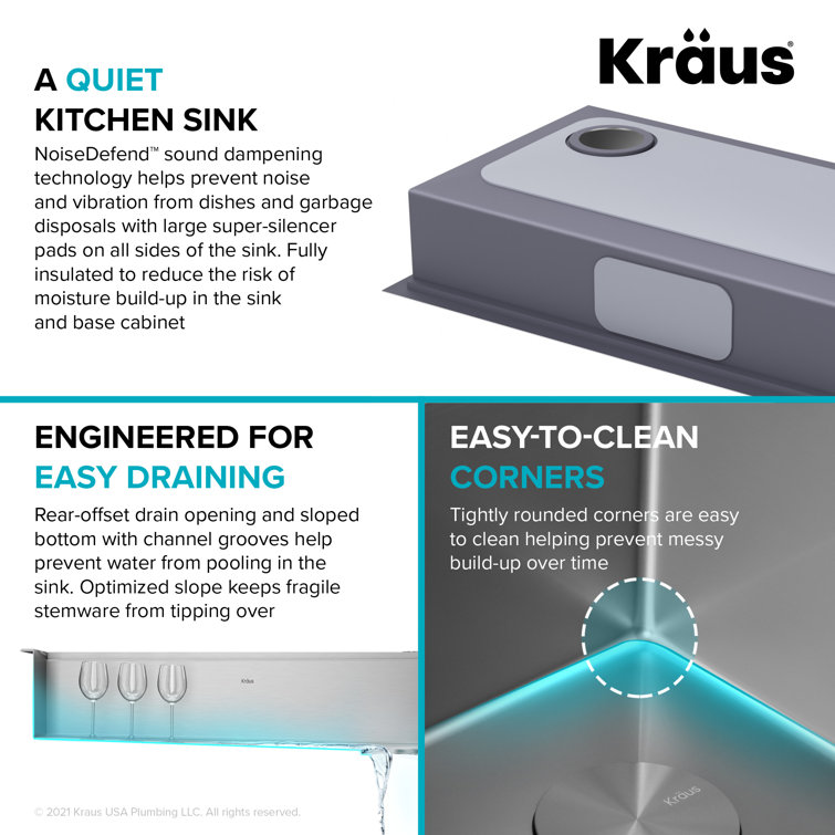 Kore ADA 33-Inch Stainless Steel Single Bowl Kitchen Sink with Accessories