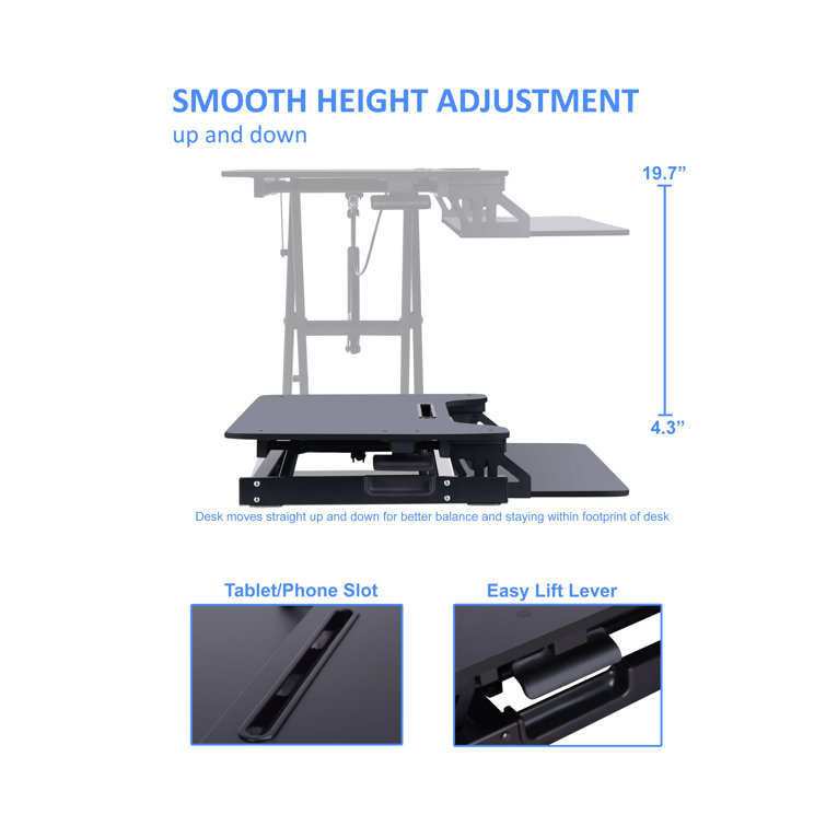 ErgoFlex 34.5" Black Height Adjustable Dual Monitor Desk Riser