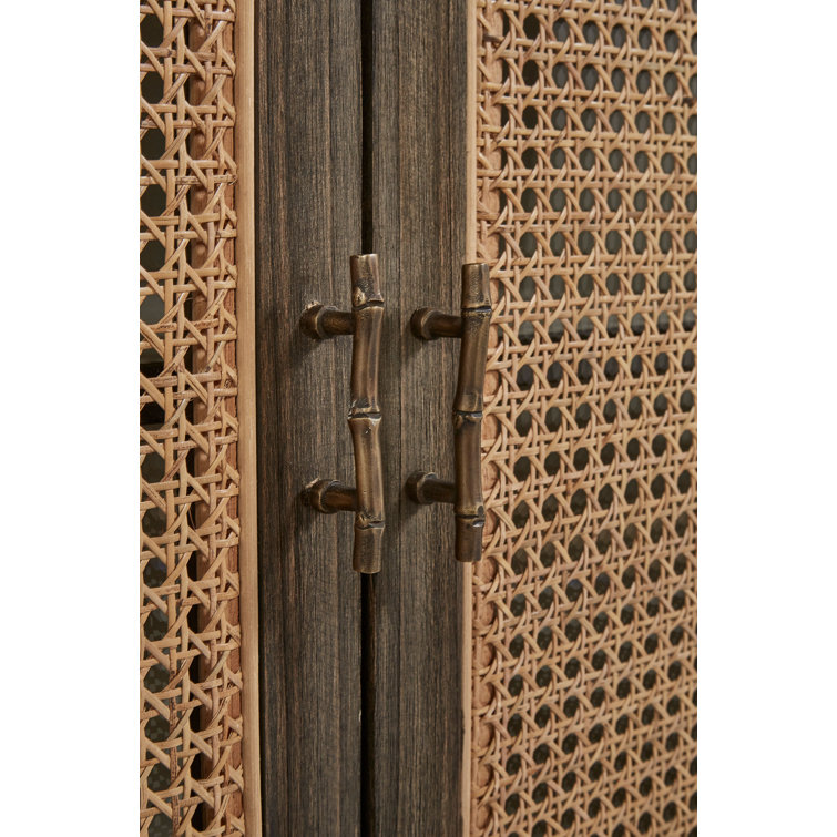 Cambridge 78'' Charcoal Gray Solid Wood Sideboard with Rustic Cane Doors