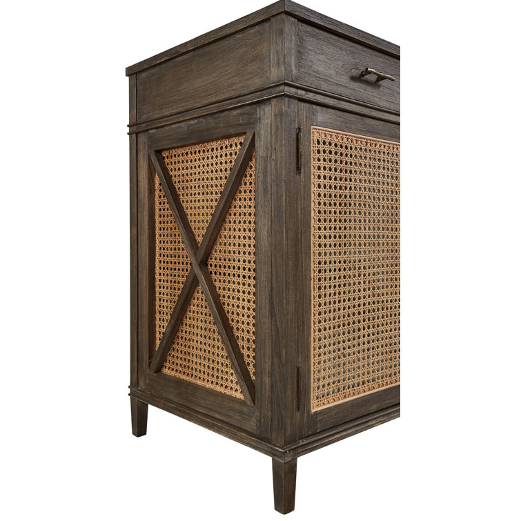 Cambridge 78'' Charcoal Gray Solid Wood Sideboard with Rustic Cane Doors
