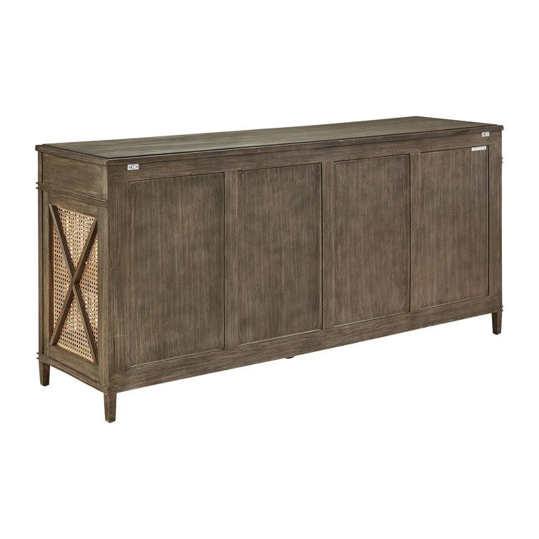 Cambridge 78'' Charcoal Gray Solid Wood Sideboard with Rustic Cane Doors