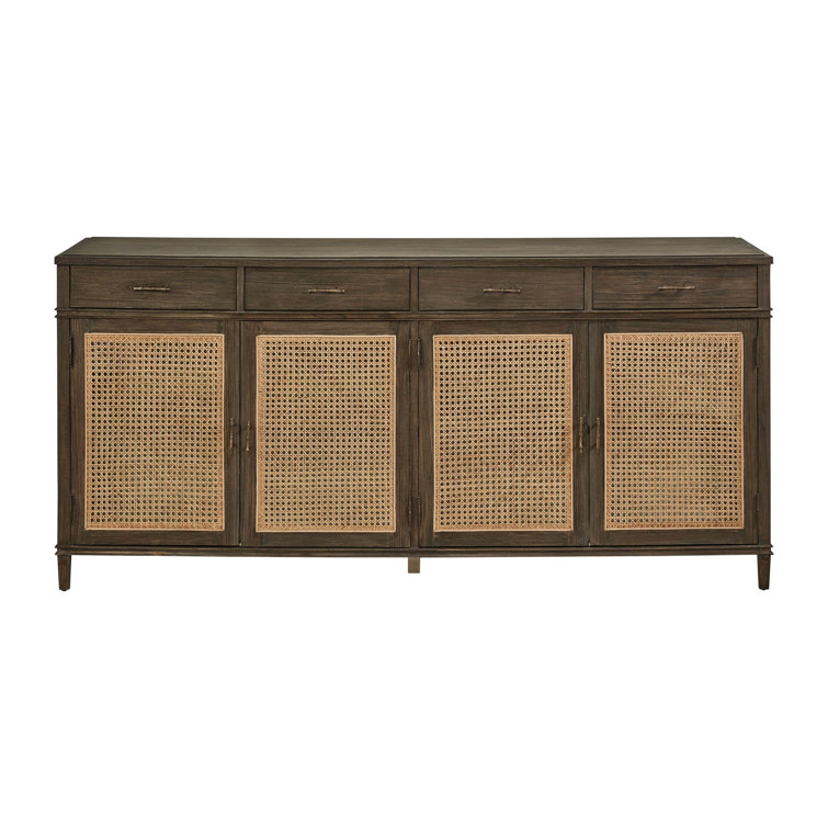 Cambridge 78'' Charcoal Gray Solid Wood Sideboard with Rustic Cane Doors