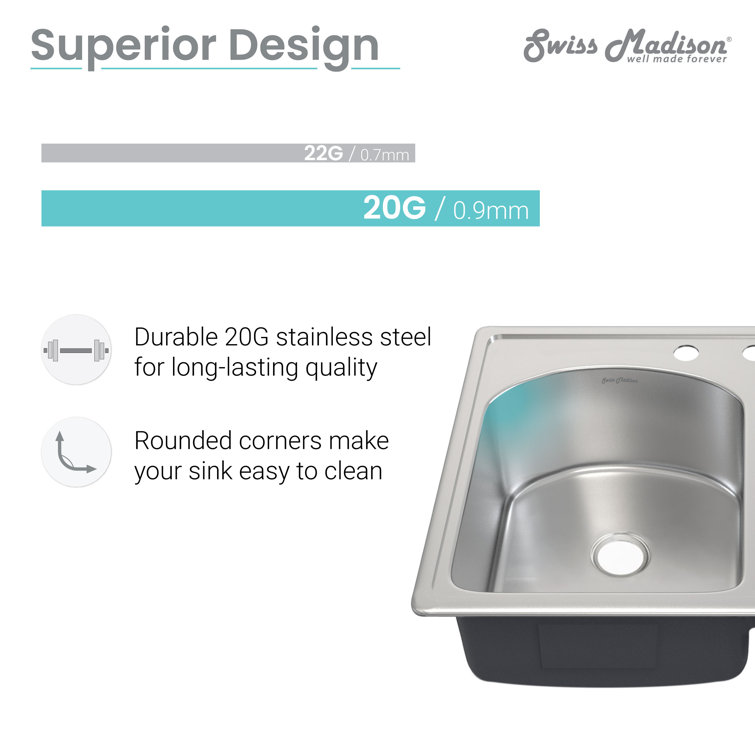 Ouvert 33 x 22 Stainless Steel Dual Basin Top-Mount Kitchen Sink