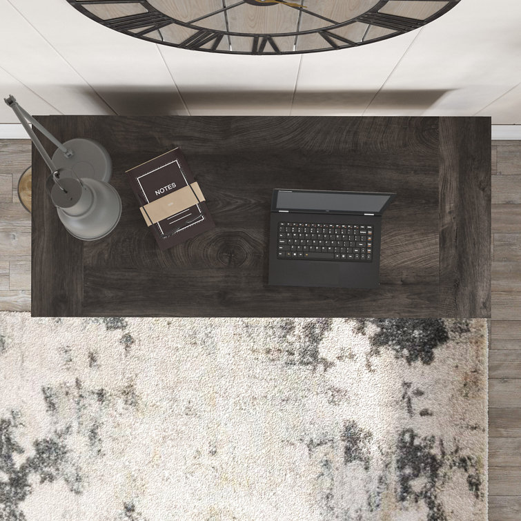 48'' Dark Gray Hickory Engineered Wood Writing Desk with Drawer
