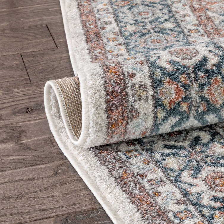 Beige Rust 5' x 7' Synthetic Oriental Easy Care Rug