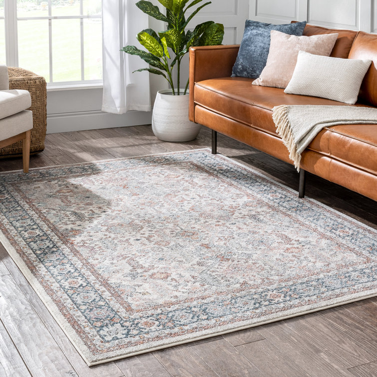 Beige Rust 5' x 7' Synthetic Oriental Easy Care Rug