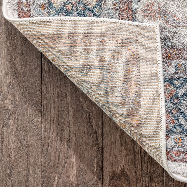 Beige Rust 5' x 7' Synthetic Oriental Easy Care Rug