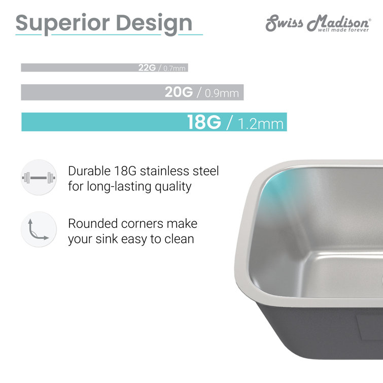 Toulouse 27 x 18 Stainless Steel Single Basin Undermount Kitchen Sink