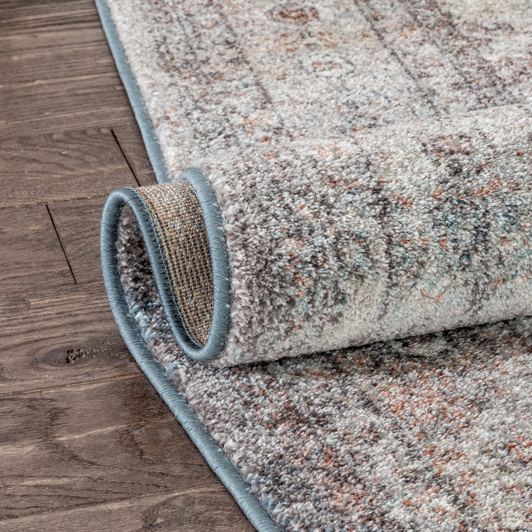 Gray and Black 5' x 7' Synthetic Oriental Reversible Rug
