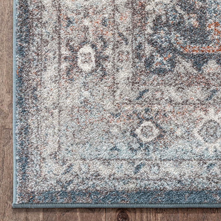 Gray and Black 5' x 7' Synthetic Oriental Reversible Rug