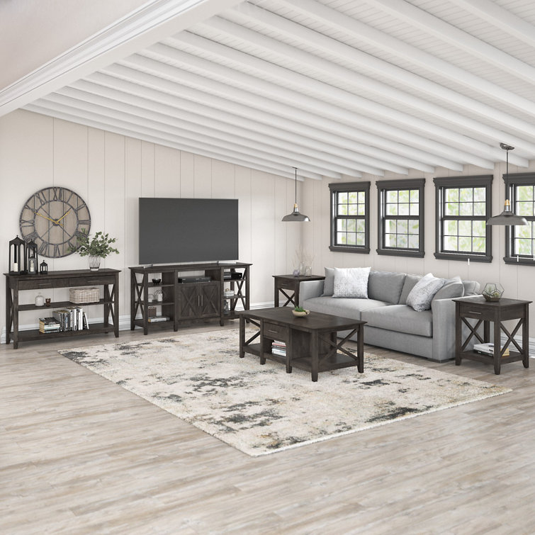 Key West Casual Farmhouse Dark Gray Hickory Coffee Table with Storage