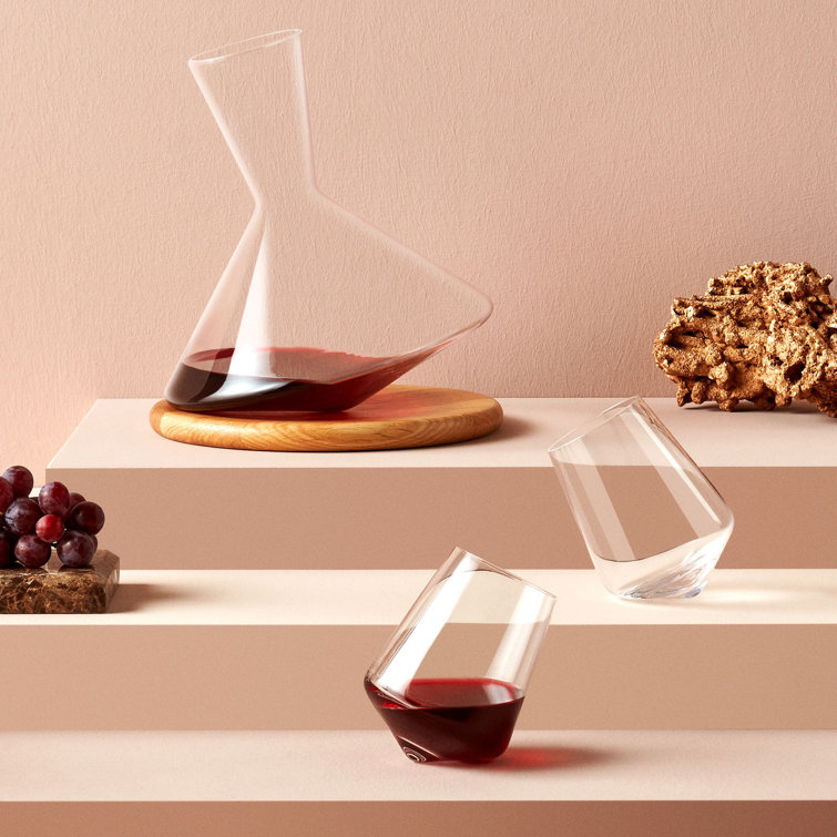 Clear Lead-Free Crystal Wine Decanter with Wooden Base