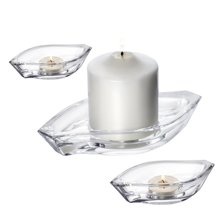 Elegant Wave 3-Piece Crystal Tabletop Votive Holder Set