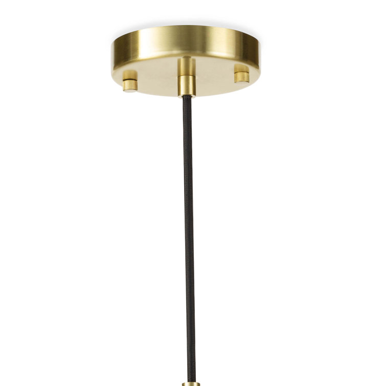 White and Natural Brass Globe Pendant Light
