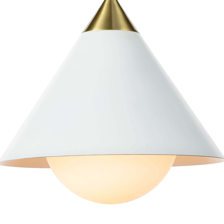 White and Natural Brass Globe Pendant Light