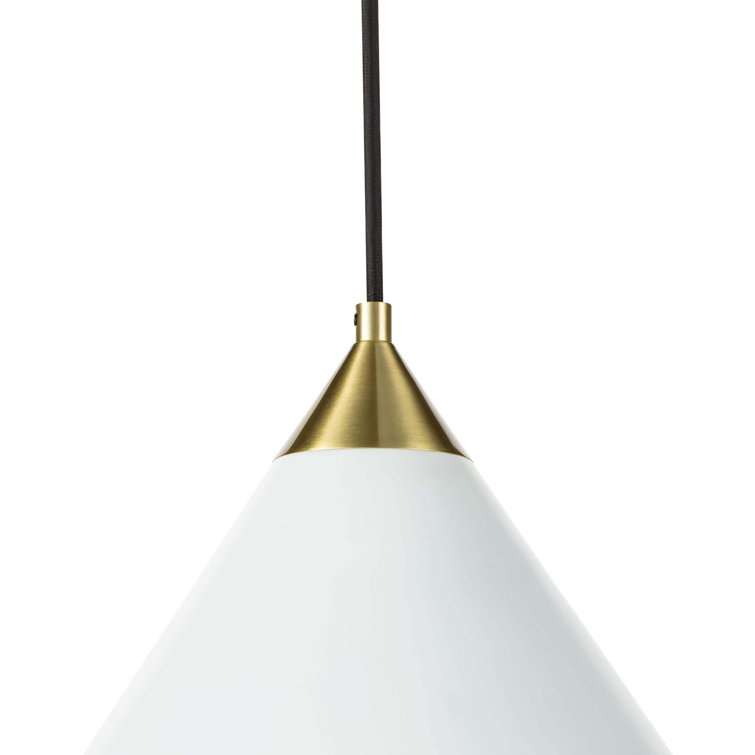 White and Natural Brass Globe Pendant Light