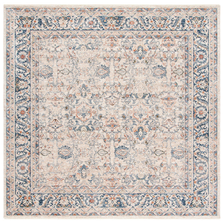 Ivory Elegance 84'' Square Hand-Knotted Synthetic Area Rug