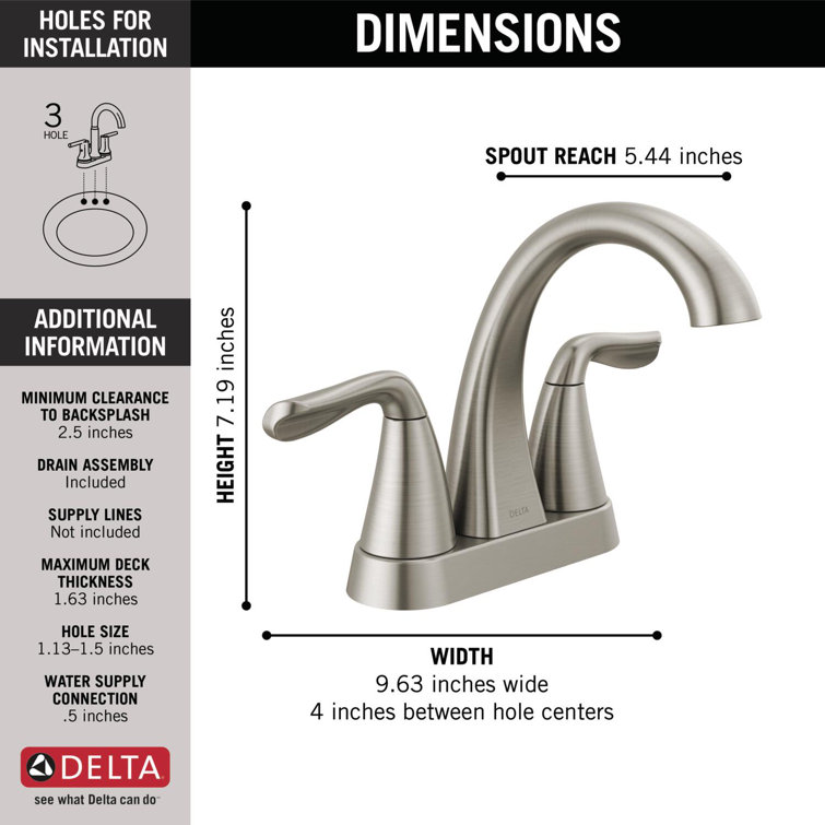 Arvo Brushed Nickel Centerset Bathroom Faucet with Drain Assembly
