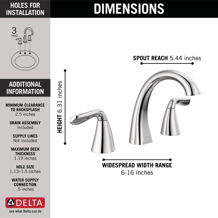 Arvo Chrome Widespread Bathroom Faucet with Drain Assembly