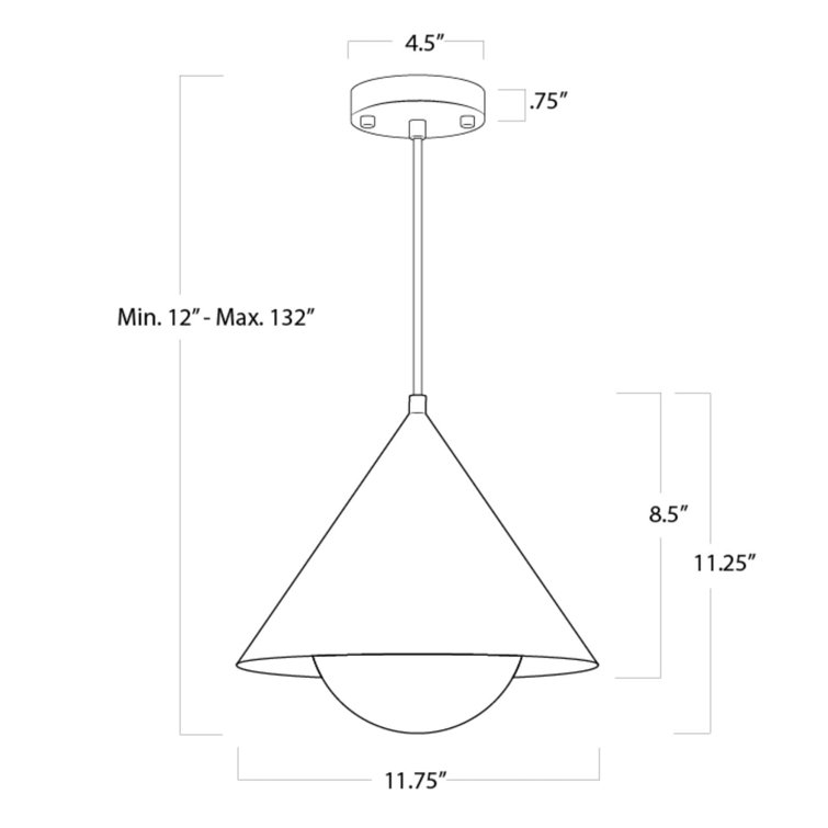 White and Natural Brass Globe Pendant Light