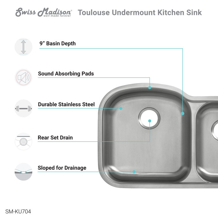 Toulouse 32 x 21 Stainless Steel Dual Basin Undermount Kitchen Sink