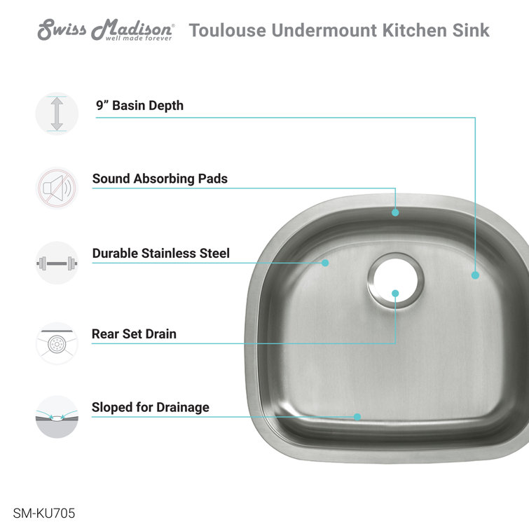 Toulouse 23.62 x 21 Stainless Steel Drop-in Kitchen Sink