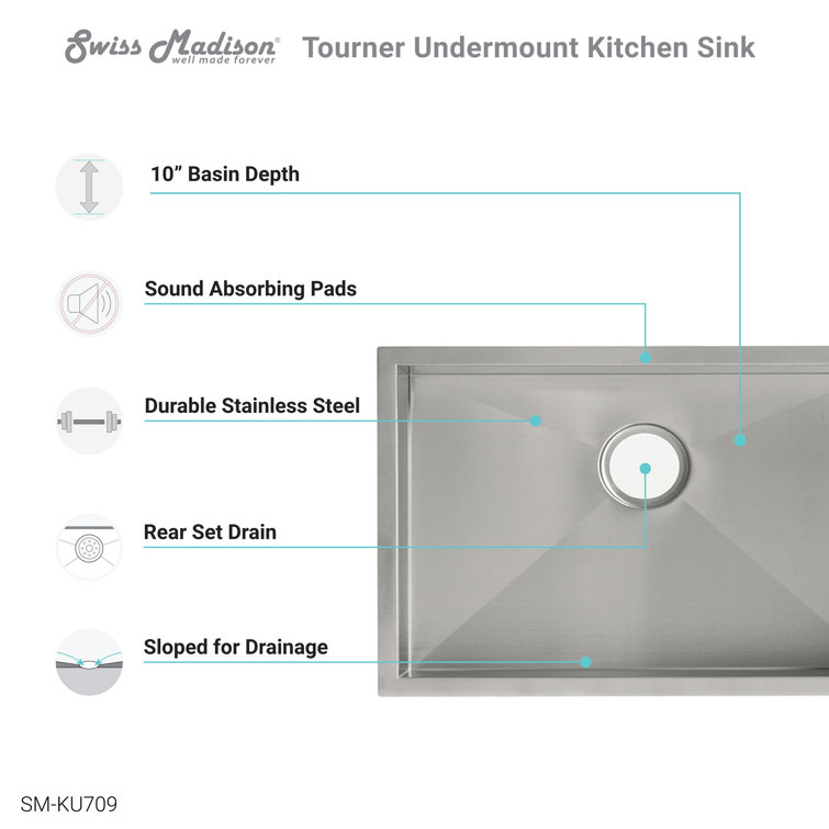 Tourner 27 x 19 Stainless Steel Single Basin Drop-In Kitchen Sink