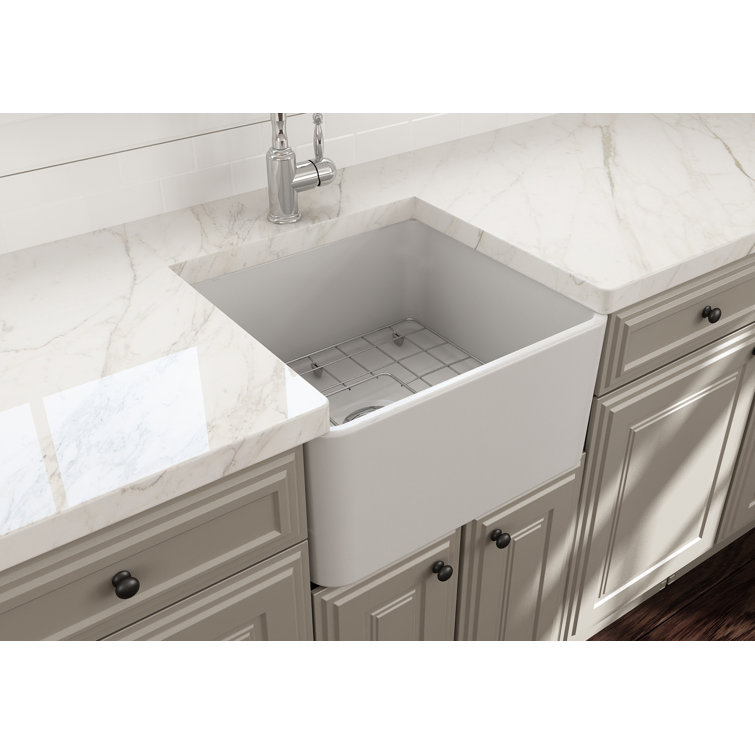 20'' White Fireclay Farmhouse Apron Kitchen Sink
