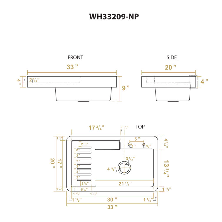 Brushed Stainless Steel Drop-In Farmhouse Sink with Drainboard