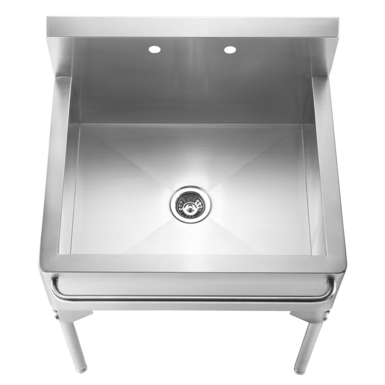 Pearlhaus 30'' Freestanding Single Bowl Stainless Steel Utility Sink